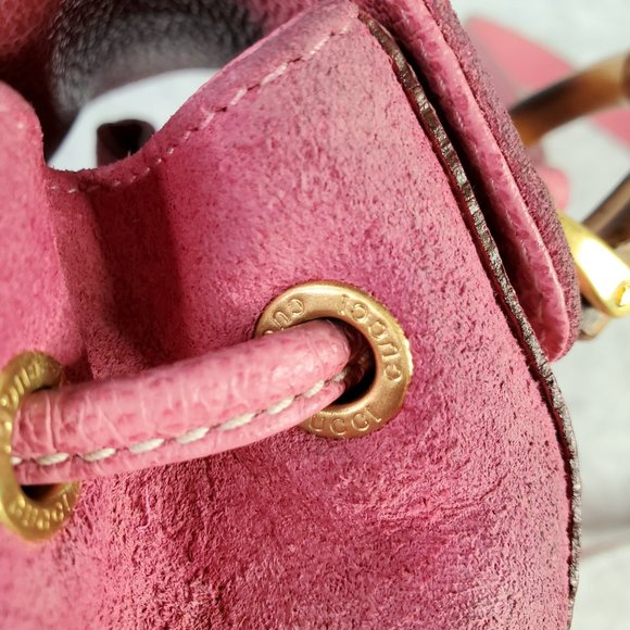 Gucci Pink Suede Leather & Bamboo Mini Backpack